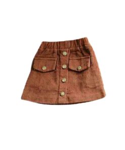 Kids Velvet Thick Body Skirts for Girls Autumn Winter Baby Girl Buttons Clohtes Baby Girl Corduroy Skirts for 2-8 Years