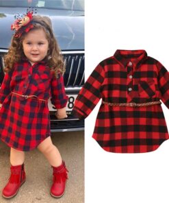 0-5T Christmas Toddler Newborn Kids Baby Girls Dress Red Plaid Cotton Princess Party Long Sleeve Dress Clothes Girl Winter Dress