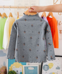 Turtleneck Girls T-shirts Long Sleeve Shirts For Kids 1-6 Years Children Bottom Spring Autumn Toddler Tees Baby Outerwear