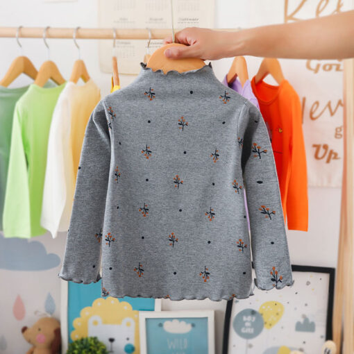 Turtleneck Girls T-shirts Long Sleeve Shirts For Kids 1-6 Years Children Bottom Spring Autumn Toddler Tees Baby Outerwear