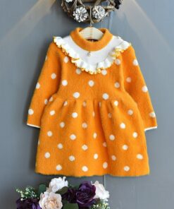 Baby Mink Fleece Sweater Girl Dress Children'S Clothing Autumn Winter 2020 New Pullover Sweater Dot European American Kid Dress
