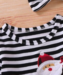 Toddler Baby Girls Christmas Santa Striped Print Tulle Dress+Headband Outfits Princess Party Dress Infantil Children Kids Suit