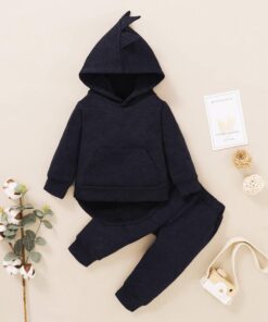 Baby Clothes Boy 6 Months Toddler Boy Winter Clothes Black Long Sleeve Hoodie Gray Plaid Print Cartoon Dinosaur Baby Boy Outfits
