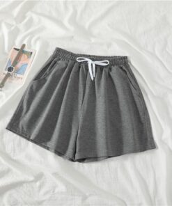 Women Shorts Summer Casual Solid Drawstring shorts high waist loose shorts for girls Soft Cool female short M-2XL