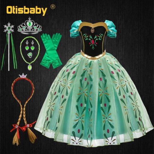 Infant Girl Christmas Dress Children's Party Anna Dress Carnival Costumes for Girls Disguise Child Elsa Anna Costume Elza Dress