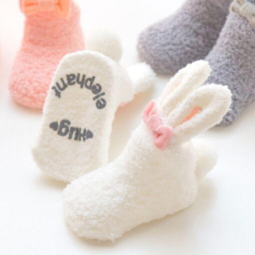 NEW Cute Newborn Baby Socks Plush Bunny Ear Winter Socks For Baby Girls Baby Christmas Floor Socks Baby Girl Clothes Accessories