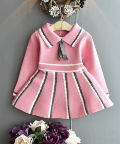 Baby Mink Fleece Sweater Girl Dress Children'S Clothing Autumn Winter 2020 New Pullover Sweater Dot European American Kid Dress
