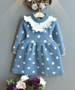 Baby Mink Fleece Sweater Girl Dress Children'S Clothing Autumn Winter 2020 New Pullover Sweater Dot European American Kid Dress