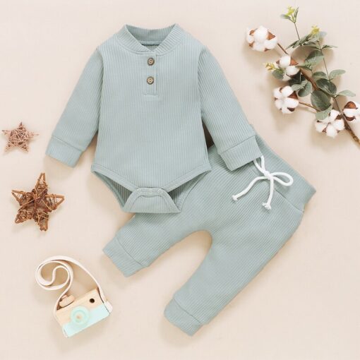 Newborn Baby Outfit 0-24M Children Clothing long sleeve Rompers+Pant 2pcs Suit Boy Kids Clothes Baby Girl Set Jumpsuit