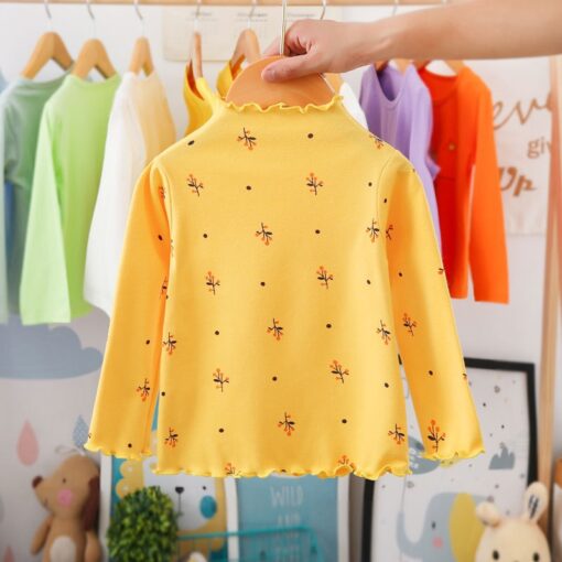 Turtleneck Girls T-shirts Long Sleeve Shirts For Kids 1-6 Years Children Bottom Spring Autumn Toddler Tees Baby Outerwear