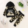 Baby Clothes Sets Newborn Infant Baby Boy Letter Hoodie T Shirt Tops+ Camouflage Pants Outfits Set Christams Gifts