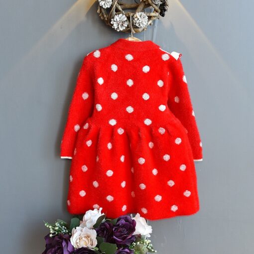 Baby Mink Fleece Sweater Girl Dress Children'S Clothing Autumn Winter 2020 New Pullover Sweater Dot European American Kid Dress