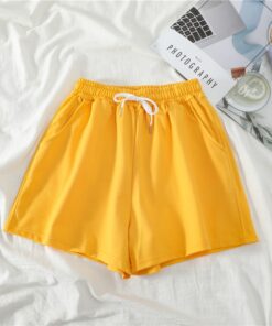 Women Shorts Summer Casual Solid Drawstring shorts high waist loose shorts for girls Soft Cool female short M-2XL