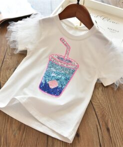 2020 3 5 6 7 8 Years Unicorn Girls T-Shirt Boys Short Sleeve Tee Tops Kids Cartoon Printing Clothes Children Birthday Party Wear