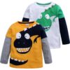 New Baby Boy T-Shirt Children's Clothes Cartoon Boy Dinosaur Long Sleeve T-shirt Spring and Autumn New Print Coat 2-7 Years Old