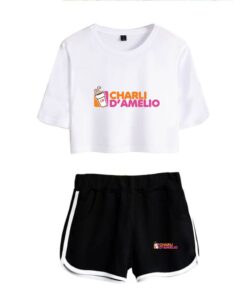 New Charli DAmelio Ice Coffee Splatter Women Two Piece Set Shorts+lovely T-shirt Sexy charli damelio merch Sport suit Girl
