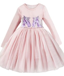 2020 Elegant Kids Flower Girls Winter Dresses Children Kids Floral Long Sleeve Clothing Girls Princess Tulle Dress