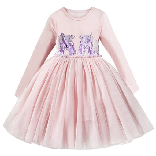 2020 Elegant Kids Flower Girls Winter Dresses Children Kids Floral Long Sleeve Clothing Girls Princess Tulle Dress