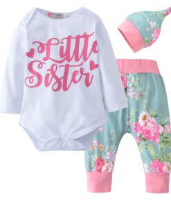 3Pcs Newborn Baby Girl Clothes Set Fashion Autumn Long Sleeve Solid Color Romper Tops Pants Headband Infant Clothing Outfits