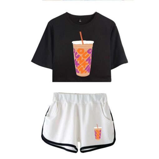 New Charli DAmelio Ice Coffee Splatter Women Two Piece Set Shorts+lovely T-shirt Sexy charli damelio merch Sport suit Girl