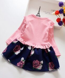 Spring Autumn Toddler Girl Dress Cotton Long Sleeve Toddler Dress Floral Bow Kids Dresses for Girls Fashion Girls Clothing