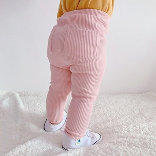 Autumn Baby Boys Girls Leggings Toddler Ribbed Pp Pants Kids Trousers Solid Color Little Boy Harem Casual Cotton Bottoming Pant