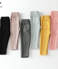 Autumn Baby Boys Girls Leggings Toddler Ribbed Pp Pants Kids Trousers Solid Color Little Boy Harem Casual Cotton Bottoming Pant