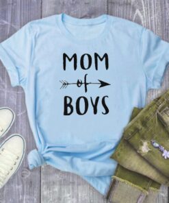 MOM OF BOYS Letter Print T Shirt Women Short Sleeve O Neck Loose Tshirt 2020 Summer Women Causal Tee Shirt Tops Mujer