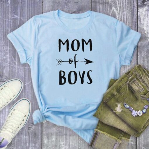 MOM OF BOYS Letter Print T Shirt Women Short Sleeve O Neck Loose Tshirt 2020 Summer Women Causal Tee Shirt Tops Mujer