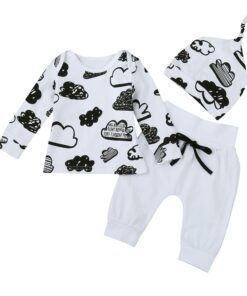 Newborn Cloud Print T Shirt Tops+pants Outfits Set Clothes Infant Girl Boy Baby Kleding Baby Outfits Neugeborene Kleidung