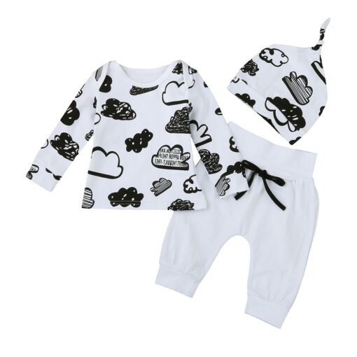 Newborn Cloud Print T Shirt Tops+pants Outfits Set Clothes Infant Girl Boy Baby Kleding Baby Outfits Neugeborene Kleidung