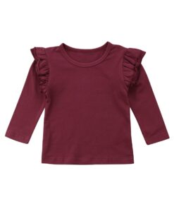 1-5Y Toddler Kids Baby Girls Lace Casual Long Sleeve T-shirt Tee Tops Blouse Clothes Black White Red 3 Colors
