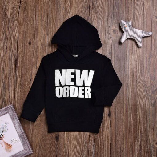 Toddler Kids Baby Boys Hooded Sweatshirts Infant Letter Hoodies Top Long Sleeves Casual Cotton Clothes Sweatshirt Autumn Winter