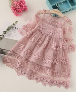 Kids dresses for Girls Christmas Clothes Half-sleeve Lace Party Costume Red Children Elegant Prom Frocks 3-8Y Girls Casual Wear