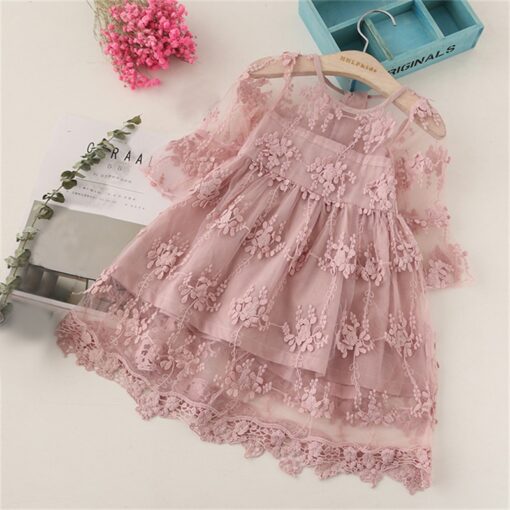 Kids dresses for Girls Christmas Clothes Half-sleeve Lace Party Costume Red Children Elegant Prom Frocks 3-8Y Girls Casual Wear