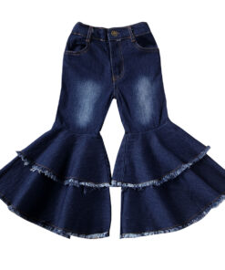 2-7 Y Toddler Kid Baby Girl Bell-Bottoms Pant Denim High Waist Wide Leg Jeans Trousers Pants
