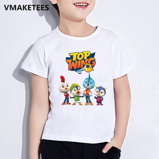 Kids Top Wing Cartoon Print Funny T-shirt Children Cute Clothes Girls & Boys Summer White Baby T shirt