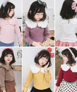 2020 Spring Autumn New Girls Shirts Kid's T-shirt Lapel Lace Casual Fashion White Doll Collar Shirt Children's Clothing