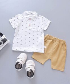 2020 New Baby Shirt Clothing Set Boys Girls Cute Summer Casual Wear Set Cartoon Mustache Top Denim Set Children's Clothes 1-4 Ye