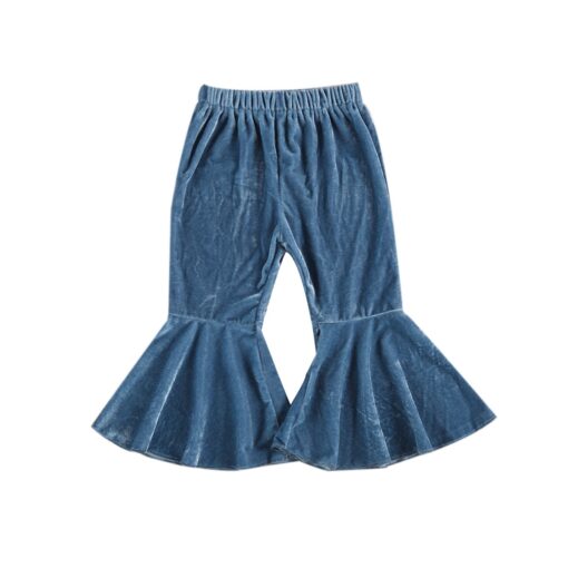 Infant Kids Baby Girls Velvet Bell-Bottoms Baby Children Long Flared Trousers Retro Casual Elastic Waist Pants for Kids 6M-6T