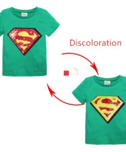 Changing Color and Pattern Switchable Sequins Boys TShirts Kid Fashion Marvel Hero T Shirt Children Top Clothes Summer