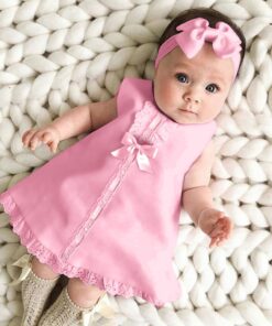 Newborn Baby Girl Dress Sleeveless Casual Maxi Bow Dress+Headband Set outfit Bowknot Ruffle Red Clothes Baby Summer Dress