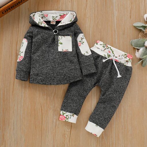 Baby Clothes Boy 6 Months Toddler Boy Winter Clothes Black Long Sleeve Hoodie Gray Plaid Print Cartoon Dinosaur Baby Boy Outfits