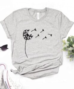 Wildflower Dandelion Women White Print T-Shirt Summer Girl Casual Funny Clothes Lady Yong 90s Harajuku Top Tee,Drop Ship