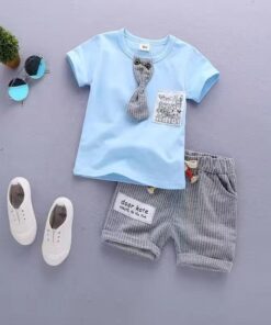 2020 New Baby Shirt Clothing Set Boys Girls Cute Summer Casual Wear Set Cartoon Mustache Top Denim Set Children's Clothes 1-4 Ye