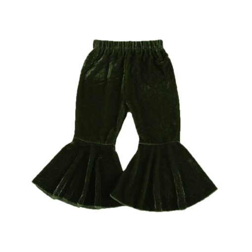 Infant Kids Baby Girls Velvet Bell-Bottoms Baby Children Long Flared Trousers Retro Casual Elastic Waist Pants for Kids 6M-6T