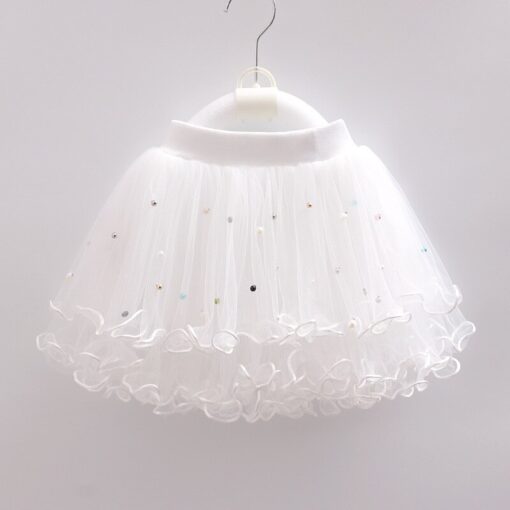 Kids Pearl Skirts Girls Mesh Beaded Clothes Children Ruffles Tutu Skirt Girl Multi-Layers Dance Princess Party Costumes