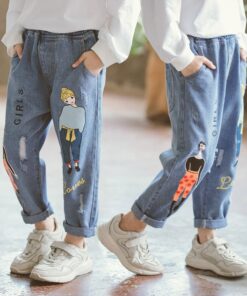 High Quality Color Paint Kids Jeans For Girls Boys Letter Jeans For Boys Girls Autumn Children's Clothing Kids Jeans