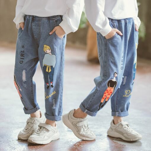 High Quality Color Paint Kids Jeans For Girls Boys Letter Jeans For Boys Girls Autumn Children's Clothing Kids Jeans