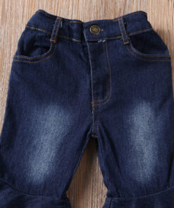 2-7 Y Toddler Kid Baby Girl Bell-Bottoms Pant Denim High Waist Wide Leg Jeans Trousers Pants
